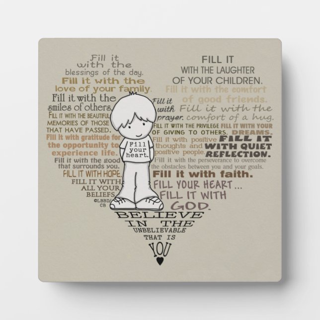 Plaque Photo Remplissez Votre Coeur-Tan (Devant)