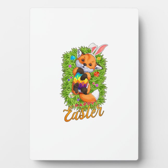 Plaque Photo Renard mignon aux oreilles de lapin Joyeuses Pâque (Devant)