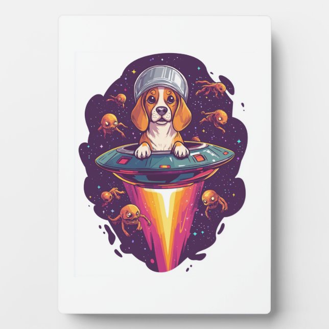 Plaque Photo Rencontre de chien Beagle intergalactique (Devant)
