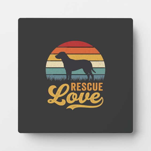 Plaque Photo Rescue Love Retro Dog Sunset_1 (Devant)