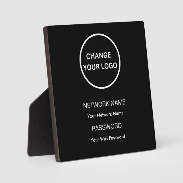 Plaque Photo Réseau Wifi de marque personnalisée et mot de pass (Recto)