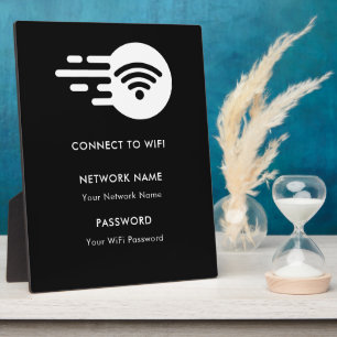 Plaque Photo Réseau Wifi Personnalisé Connexion Noir Moderne