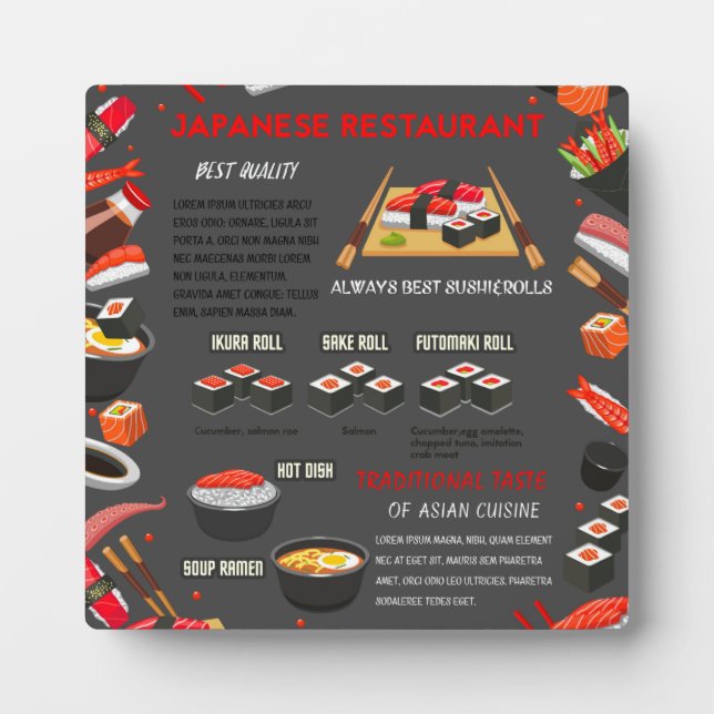Plaque Photo Restaurant de sushi japonais (Devant)