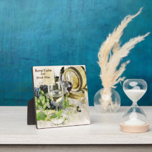 Plaque Photo Restez calme et buvez du vin Scène rustique