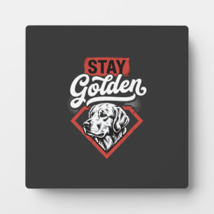 Plaque Photo Restez Golden Golden Retriever Rétro Chien