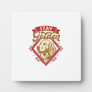 Plaque Photo Restez Golden Retriever Chien Diamant Rouge_1