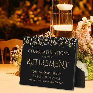 Plaque Photo Retraite Black Gold Confetti Années de service