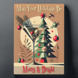 Plaque Photo Retro 50s Jet Set Christmas Tree Martini<br><div class="desc">Welcome to my Mid Century Fantasy World! Designs in this store are born of growing up in a Mid Century home complete with Martini loving parents.  Break out the cocktails.  Merging fact with fantasy within Mid Century Modern,  Jazz,  Retro Futuristic,  Atomic and Space Age Designs.</div>