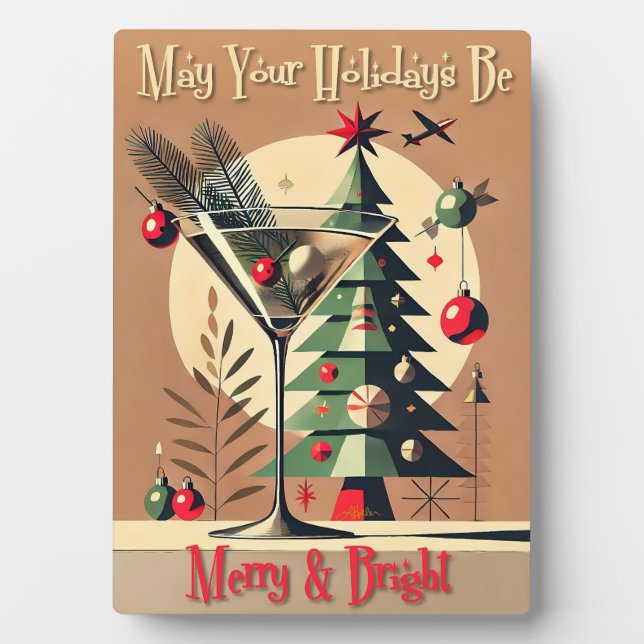 Plaque Photo Retro 50s Jet Set Christmas Tree Martini (Devant)