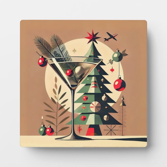Plaque Photo Retro 50s Jet Set Noël Martini Arbre (Devant)