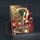 Plaque Photo Retro 50s Santa Christmas Green Martini<br><div class="desc">Welcome to my Mid Century Fantasy World! Designs in this store are born of growing up in a Mid Century home complete with Martini loving parents.  Break out the cocktails.  Merging fact with fantasy within Mid Century Modern,  Jazz,  Retro Futuristic,  Atomic and Space Age Designs.</div>