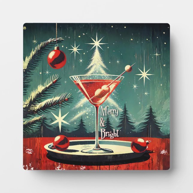 Plaque Photo Retro 50s Snow Flurry Christmas Tree Martini (Devant)