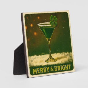 Plaque Photo Retro 50s Trèfle à 4 Feuilles Martini de Noël Irla