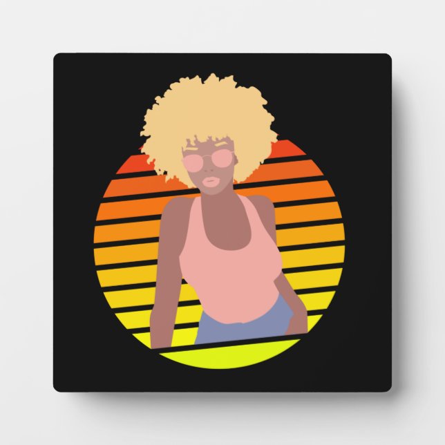 PLAQUE PHOTO RETRO AFRO QUEEN - REINE AFRO-AMÉRICAINE (Devant)