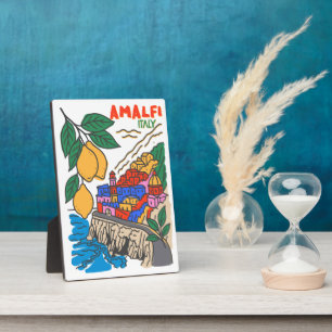 Plaque Photo Rétro Amalfi Italie Méditerranée Art Dessinée à la