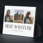 Plaque Photo Retro Photo Collage Meilleur Papa Jamais<br><div class="desc">Bloc photo de fête des pères personnalisable avec 3 photos de votre propre avec une police de typographie amusante en dessous qui dit "meilleur père jamais". Un cadeau parfait pour le père.</div>