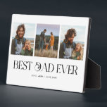 Plaque Photo Retro Photo Collage Meilleur Papa Jamais<br><div class="desc">Bloc photo de fête des pères personnalisable avec 3 photos de votre propre avec une police de typographie amusante en dessous qui dit "meilleur père jamais". Un cadeau parfait pour le père.</div>