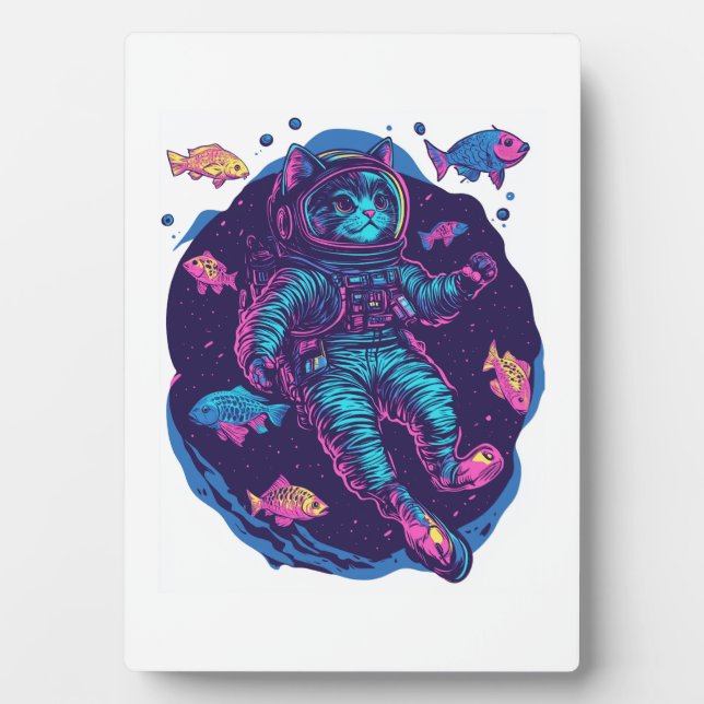 Plaque Photo Rêves de chat de l'espace � Kitty Galaxy Vaporwave (Devant)