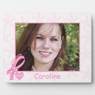 Plaque Photo Ribbon rose Survivant du cancer du sein et frontiè