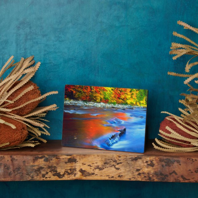 Plaque Photo Rivière Swift reflétant les couleurs d'automne (Côté)