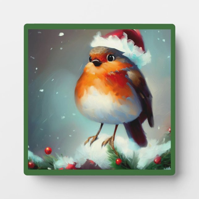 Plaque Photo Robin de Noël 1 (Devant)