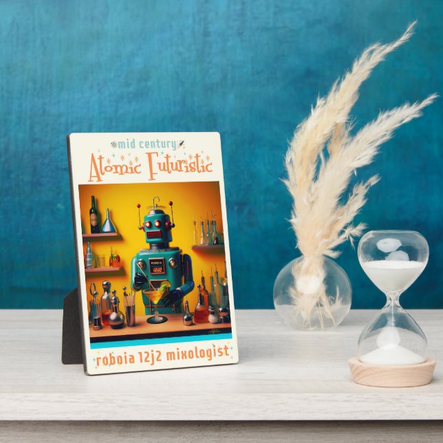 Plaque Photo Robot futuriste rétro ROBIA 12J2 Mixologue (Côté)