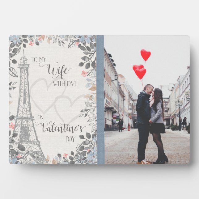 Plaque Photo Romantic Wife Valentine's Day Eiffel Tower photo (Devant)