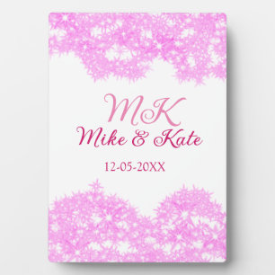 Plaque Photo rose ajouter nom de couple date monogramme parties