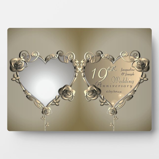 Plaque Photo Rose Coeur Cadre Mariage Anniversaire 1 Photo (Devant)