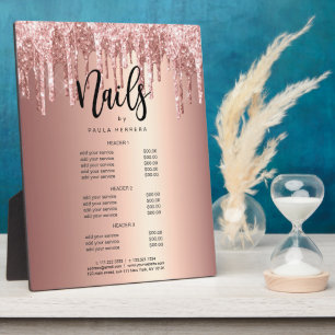 Plaque Photo Rose cuivre parties scintillant or goutte à goutte