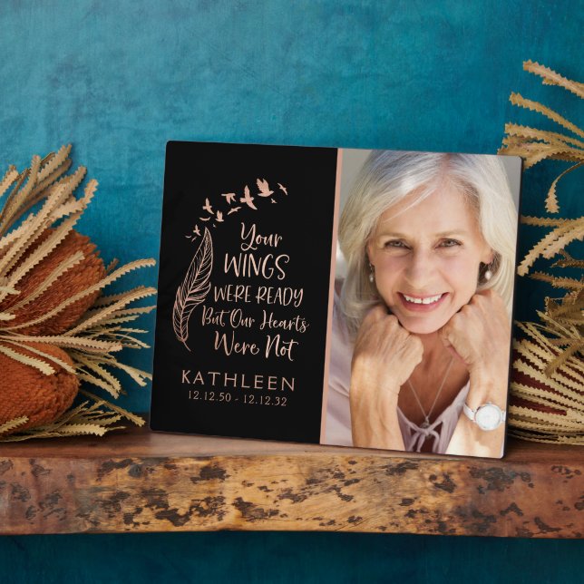 Plaque Photo Rose Gold Brossé Famille Métal Photo (Côté)