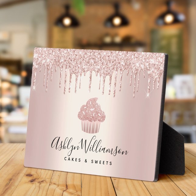 Plaque Photo Rose Gold Cupcake Parties scintillant Drives Pâtis (Créateur téléchargé)