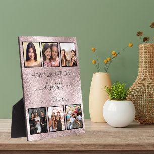 Plaque Photo Rose or anniversaire photo collage meilleurs amis