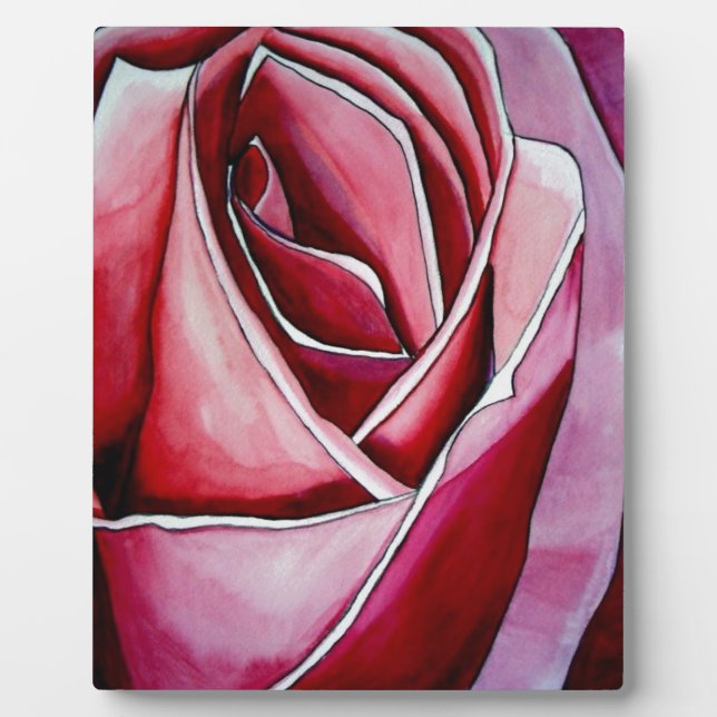 Plaque Photo Rose rose macro fleur aquarelle art abstrait (Devant)