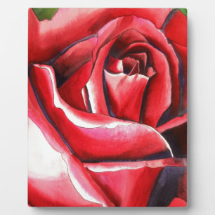 Plaque Photo Rose rouge cramoisie art aquarelle originale