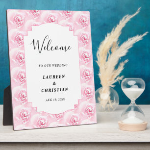 Plaque Photo Roses aquarelles roses mariage