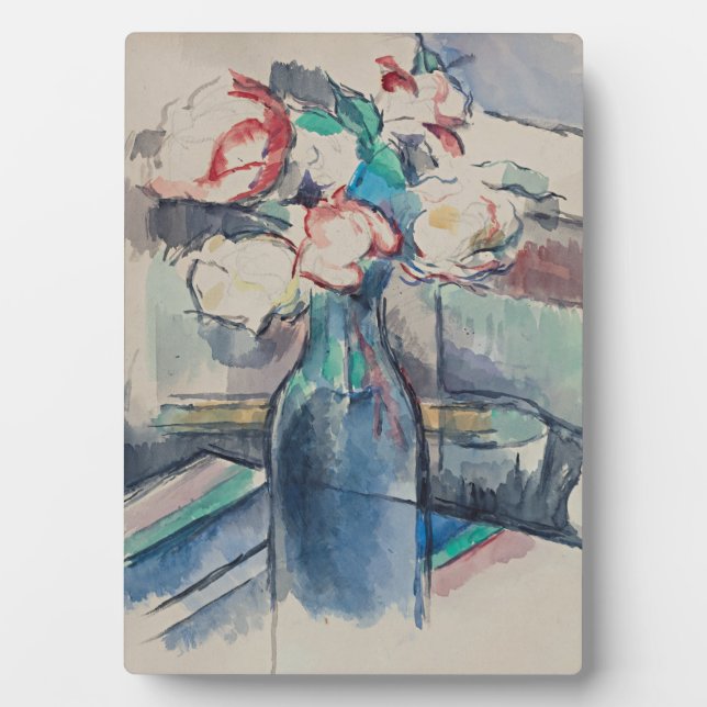 Plaque Photo Roses dans une bouteille par Paul Cezanne (Devant)