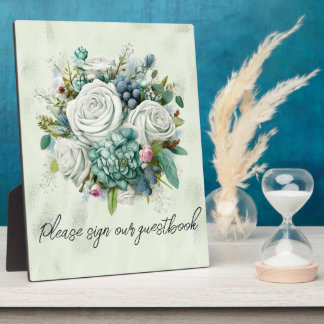 Plaque Photo Roses verts S'il vous plaît signer notre livre d'o