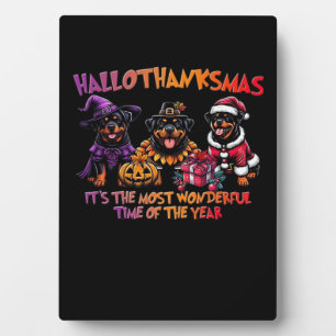 Plaque Photo Rottweiler Halloween Thanksgiving Noël Classi