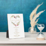 Plaque Photo Rouge Floral Coeur Dans Mariage Mémoire Amour<br><div class="desc">Coeur Floral En Amour Mémoire Mariage Plaque de table. Design romantique pour se souvenir d'un être cher décédé dans la mémoire aimée citation avec un coeur floral avec les noms et la date mariage. Ce design est spécialement dédié à tout événement familial dans lequel nous voulons nous souvenir de nos...</div>