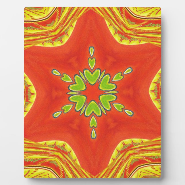 Plaque Photo Rouge or vert Mandala Art Imprimer (Devant)