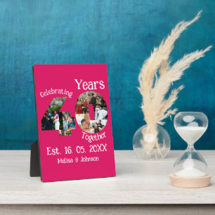 Plaque Photo Rouge Rubis 40e Anniversaire de Mariage 11 Collage
