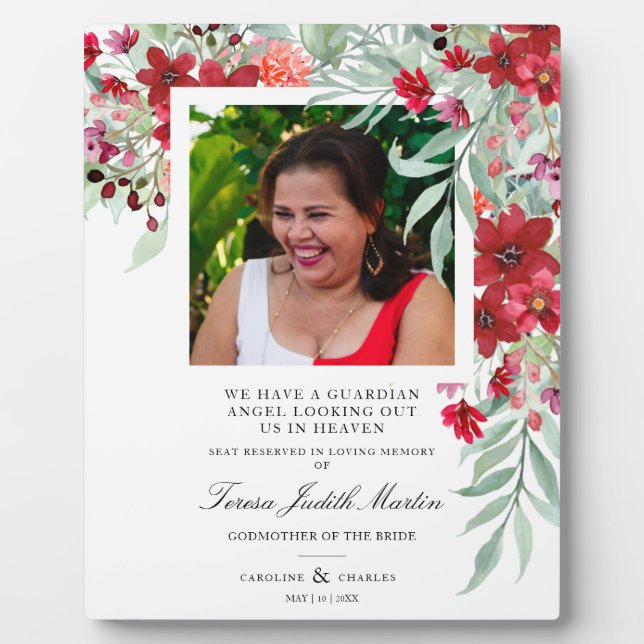 Plaque Photo Rouge Shades Botanique Floral Garland traditionnel (Devant)