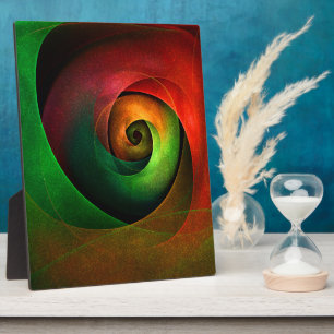 Plaque Photo Rouge Vert Floral Moderne Art Abstrait Motif #21