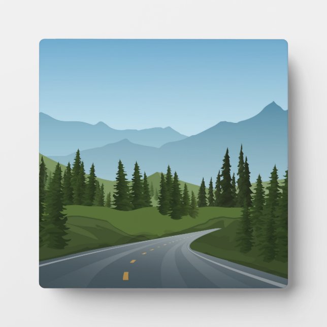 Plaque Photo Route dans le paysage forestier (Devant)