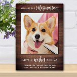 Plaque Photo Russe Vétérinaire Merci personnalisé chien animal<br><div class="desc">Dites "Merci" à votre merveilleux vétérinaire avec une jolie plaque photo personnalisée pour animal de compagnie du chien! "Vous êtes le Vétérinaire... tout le monde aimerait qu'ils aient eu !" Personnalisez avec le message de l'animal, son nom et sa photo préférée. Ce cadeau d'appréciation vétérinaire sera un trésor. DROIT D'AUTEUR...</div>