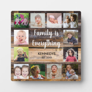 Plaque Photo Rustic Brown Wood 12 Photo Collage Famille