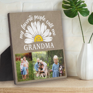 Plaque Photo Rustic Burlap Daisy Photo Collage Grand-mère Cadea