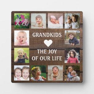 Plaque Photo Rustic Dark Wood Grandkids Quote 12 Photo Collage