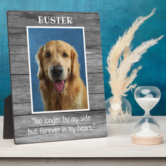 Plaque Photo Rustic Gray Wood Dog Pet Memorial Photo Keepsake (Côté)